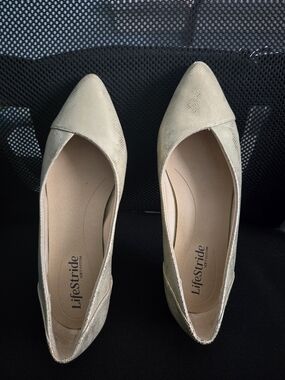 Life Stride Metallic Gold Pointed Toe Flats